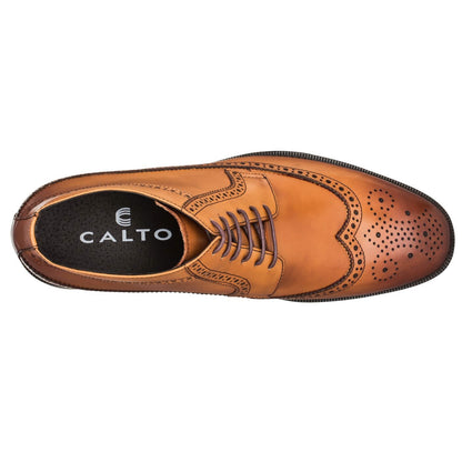 Elevator shoes height increase CALTO - S27002 - 2.8 Inches Taller (Brown) - Lightweight
