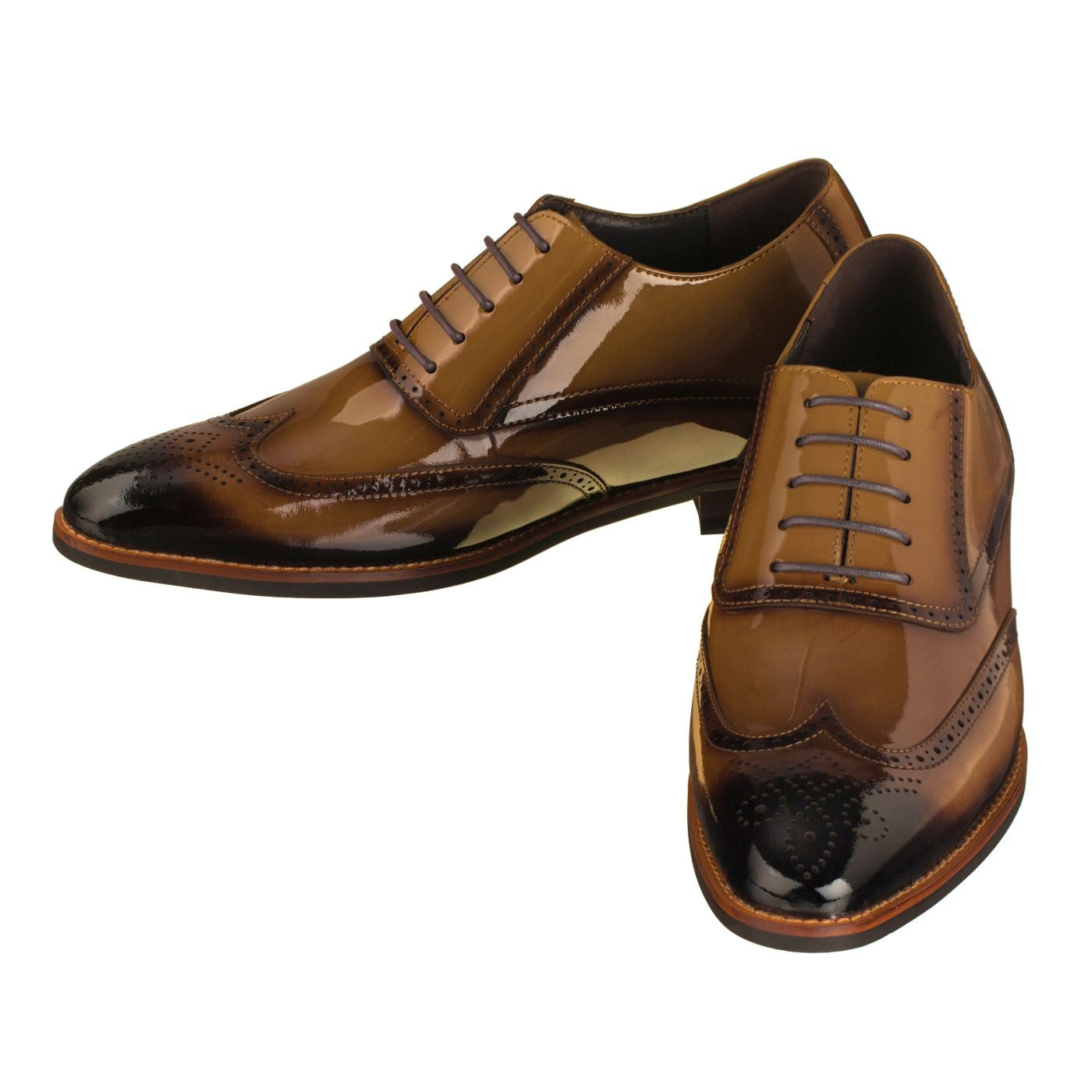 Elevator shoes height increase CALTO - S1017 - 3.0 Inches Taller (Dark Brown Patent Leather)