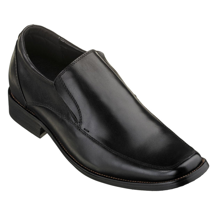 Elevator shoes height increase CALTO 2.6-Inch Taller Slip-On Black Leather Dress Shoes