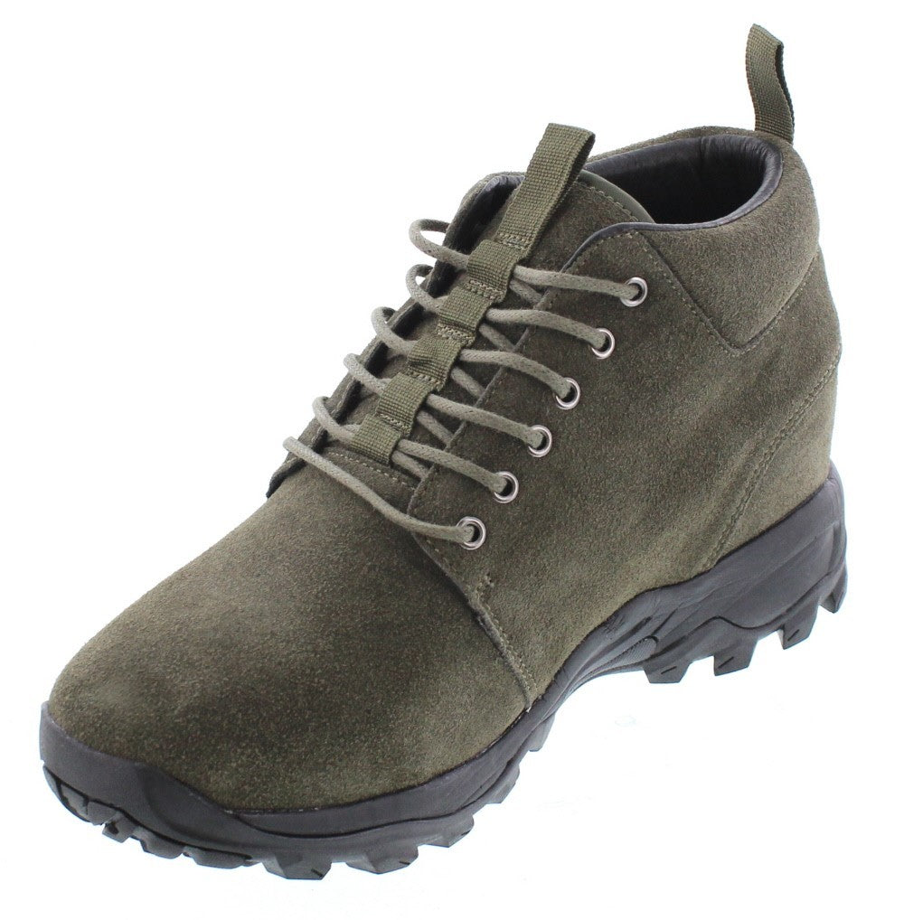 Elevator shoes height increase CALTO - H7223 - 3.2 Inches Taller (Olive)