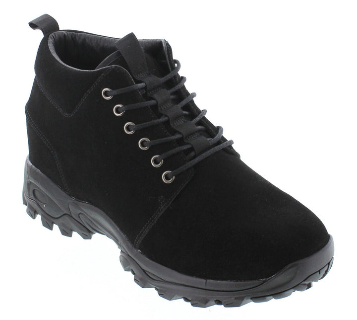 Elevator shoes height increase CALTO 3.2" Taller Black Hiker-Style Height-Enhancing Shoes