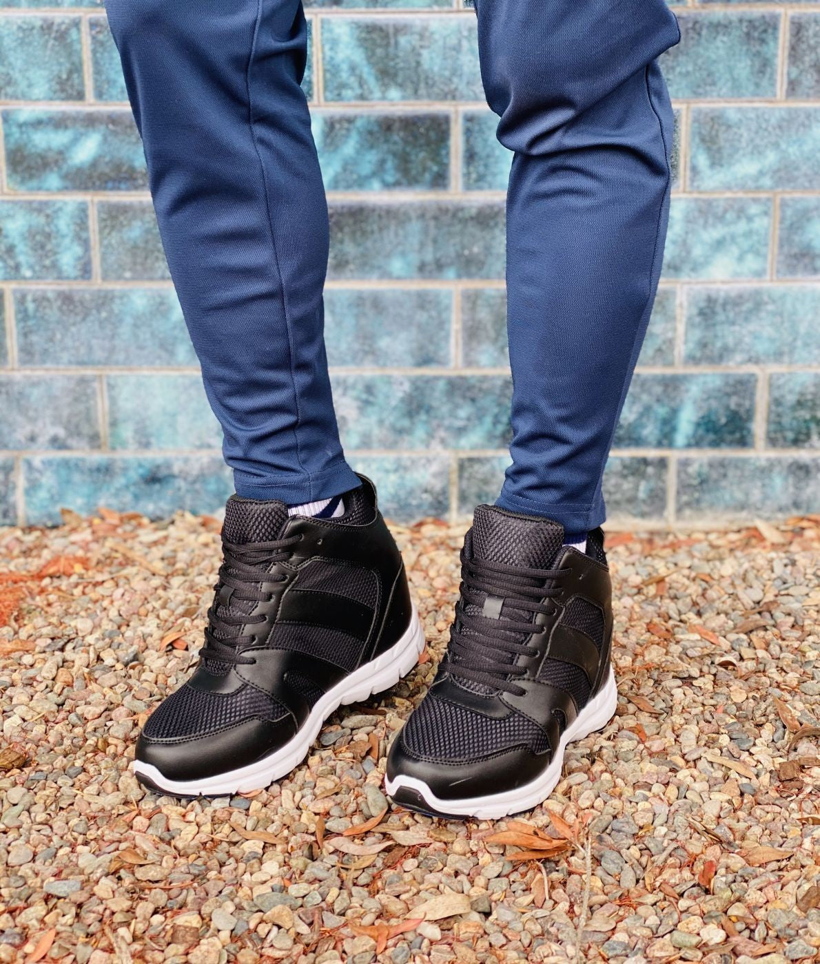 Elevator shoes height increase CALTO 4-Inch Taller Men's Black Elevator Sneakers