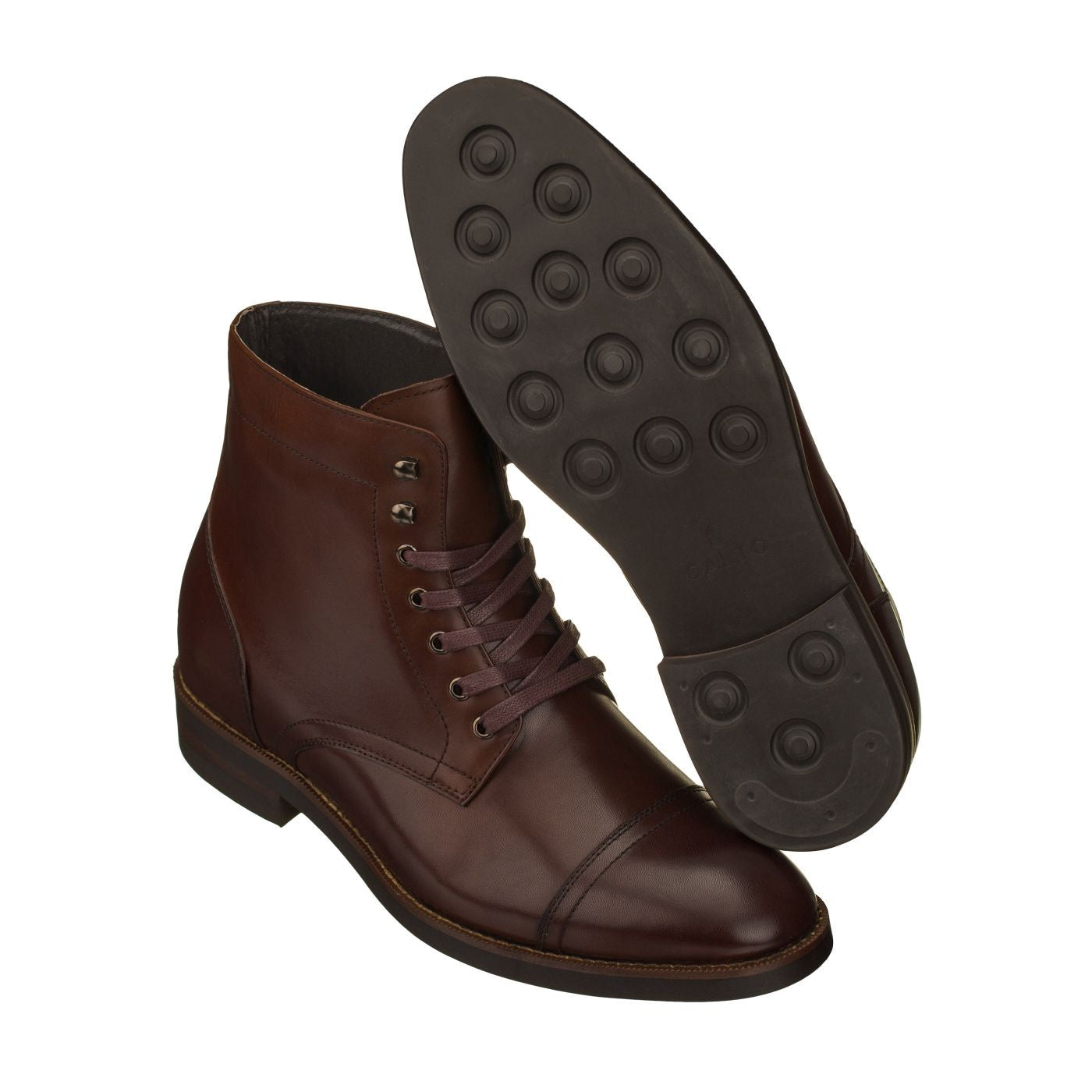 Elevator shoes height increase CALTO 2.8-Inch Taller Men's Cordovan Dark Brown Boots S9011