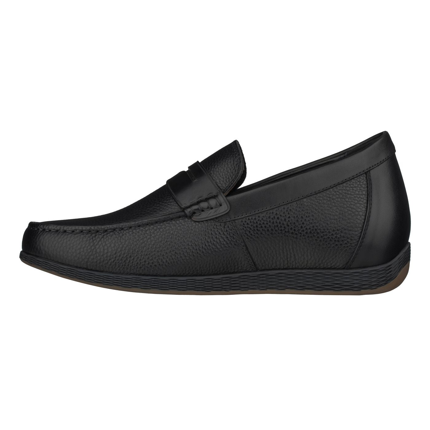 Elevator shoes height increase CALTO Black Penny Loafer Elevator Shoes - 2.4 Inches - S1090