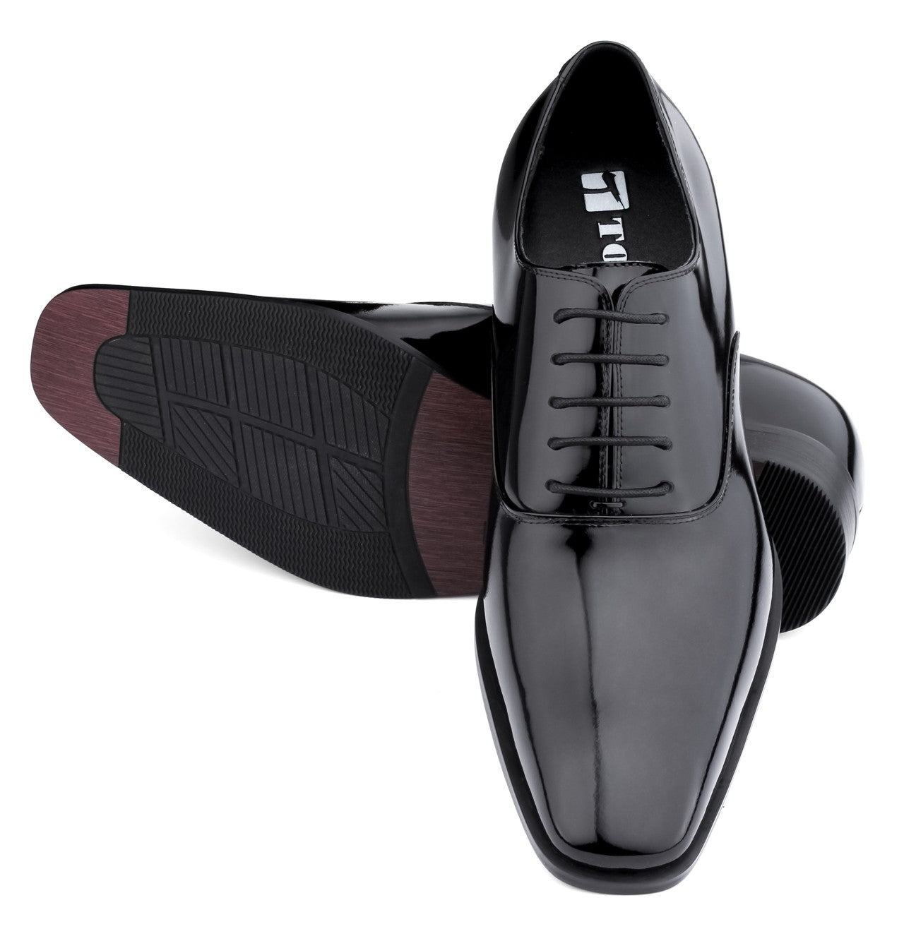 Elevator shoes height increase TOTO Oxford Patent Leather Formal Dress Shoes - Three Inches - H6532B