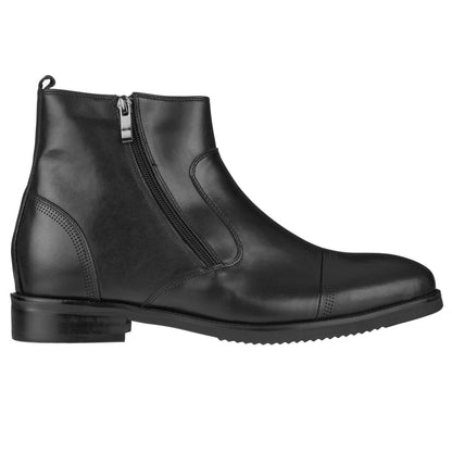 Elevator shoes height increase CALTO - S28001 - 3.2 Inches Taller (Black) - Lightweight - Zipper Boots