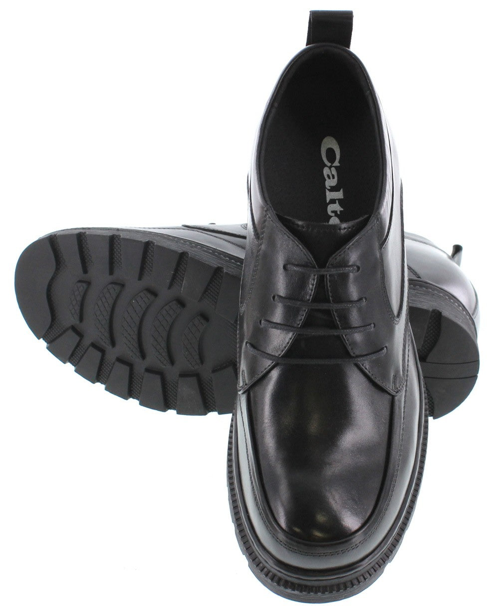 Elevator shoes height increase CALTO Black Leather Elevator Shoes - Four Inches - T52615