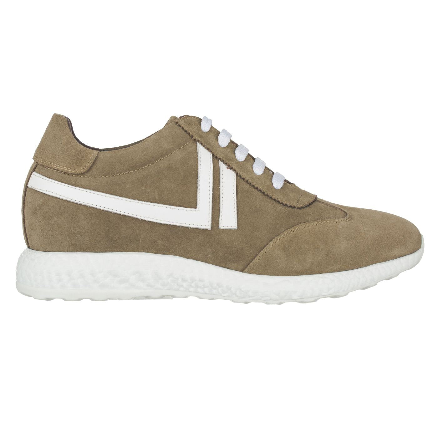 Elevator shoes height increase CALTO Khaki Men's Elevator Sneakers - 2.8 Inches - S2093